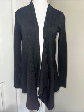 Dreamers Black Waterfall Ribbed open front Cardigan  S/M Goth Gorpcore Office